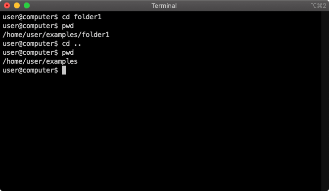 terminal cd folder1 and back